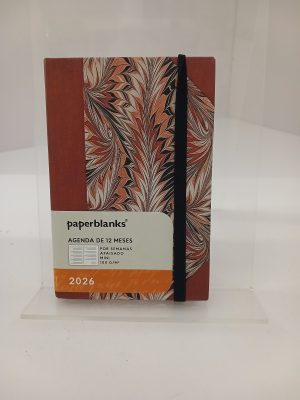 Paperblanks | 2026 Rubedo | Papel Cockerells marmoriertes | Calendario 12 Monat | Mini | Horizontal | Banda Elástica-Verschluss | 160 Pg | 100 GSM